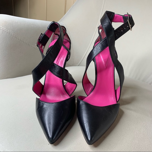 Oscar Tiye Vero Cuoio Blk Leather Heels Italy 38.5 - Picture 2 of 4
